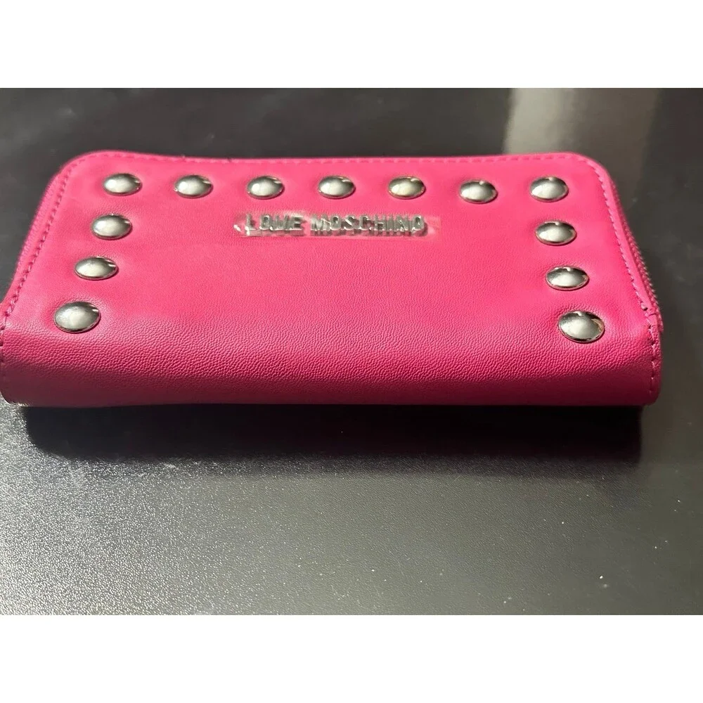 Love Moschino Never Used Wallet Dark Pink Studded